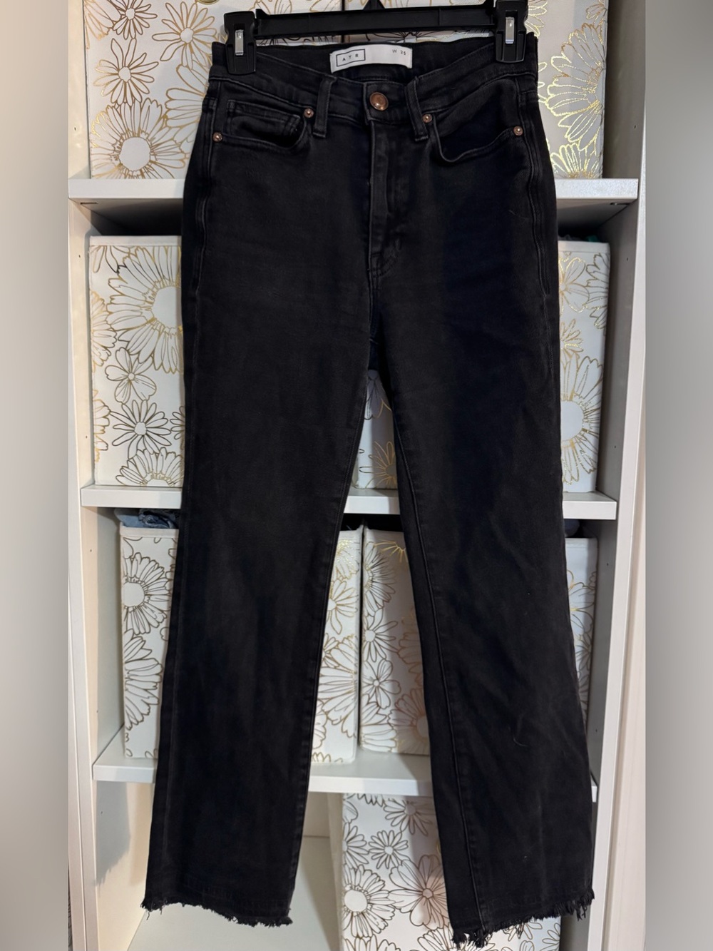 AYR Black High-Waist Straight-Leg Jeans